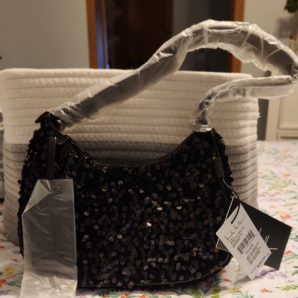 Sequin Black Bag By Nicole Miller - Picture 1 of 2